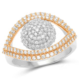 0.81 Carat Genuine White Diamond 14K White & Rose Gold Ring (E-F Color, SI1-SI2 Clarity)