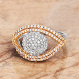 0.81 Carat Genuine White Diamond 14K White & Rose Gold Ring (E-F Color, SI1-SI2 Clarity)