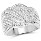 0.91 Carat Genuine White Diamond 14K White Gold Ring (E-F Color, SI1-SI2 Clarity)