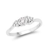 0.16 Carat Genuine White Diamond 14K White Gold Ring (E-F Color, SI Clarity)
