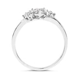 0.16 Carat Genuine White Diamond 14K White Gold Ring (E-F Color, SI Clarity)