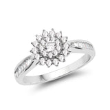 0.53 Carat Genuine White Diamond 14K White Gold Ring (G-H Color, SI1-SI2 Clarity)