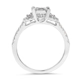 0.47 Carat Genuine White Diamond 14K White Gold Ring (E-F Color, SI Clarity)