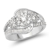 1.33 Carat Genuine White Diamond 14K White Gold Ring (E-F Color, SI1-SI2 Clarity)