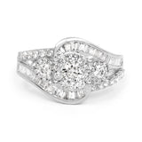 1.33 Carat Genuine White Diamond 14K White Gold Ring (E-F Color, SI1-SI2 Clarity)