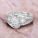 1.33 Carat Genuine White Diamond 14K White Gold Ring (E-F Color, SI1-SI2 Clarity)