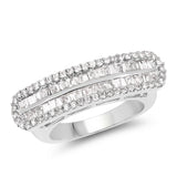 0.90 Carat Genuine White Diamond 14K White Gold Ring (E-F-G Color, VS-SI Clarity)