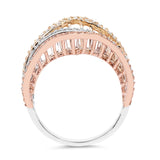 0.54 Carat Genuine White Diamond 14K Yellow, White & Rose Gold Ring (E-F Color, SI1-SI2 Clarity)