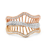 0.54 Carat Genuine White Diamond 14K Yellow, White & Rose Gold Ring (E-F Color, SI1-SI2 Clarity)