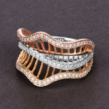 0.54 Carat Genuine White Diamond 14K Yellow, White & Rose Gold Ring (E-F Color, SI1-SI2 Clarity)