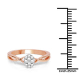 0.21 Carat Genuine White Diamond 14K Rose Gold Ring (F-G Color, SI Clarity)
