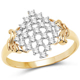 0.38 Carat Genuine White Diamond 14K Yellow Gold Ring (E-F Color, SI Clarity)