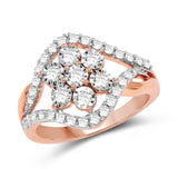 0.63 Carat Genuine White Diamond 14K Rose Gold Ring (E-F-G Color, SI1-SI2 Clarity)
