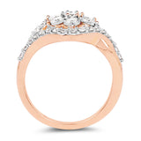 0.63 Carat Genuine White Diamond 14K Rose Gold Ring (E-F-G Color, SI1-SI2 Clarity)