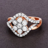 0.63 Carat Genuine White Diamond 14K Rose Gold Ring (E-F-G Color, SI1-SI2 Clarity)