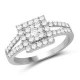 0.73 Carat Genuine White Diamond 14K White Gold Ring (E-F Color, SI1-SI2 Clarity)