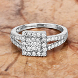 0.73 Carat Genuine White Diamond 14K White Gold Ring (E-F Color, SI1-SI2 Clarity)