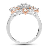 0.89 Carat Genuine White Diamond 14K White & Rose Gold Ring (E-F Color, SI1-SI2 Clarity)