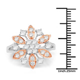 0.89 Carat Genuine White Diamond 14K White & Rose Gold Ring (E-F Color, SI1-SI2 Clarity)