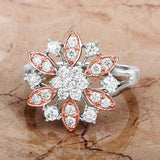 0.89 Carat Genuine White Diamond 14K White & Rose Gold Ring (E-F Color, SI1-SI2 Clarity)