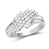 0.73 Carat Genuine White Diamond 14K White Gold Ring (E-F Color, VS-SI Clarity)