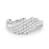 0.73 Carat Genuine White Diamond 14K White Gold Ring (E-F Color, VS-SI Clarity)