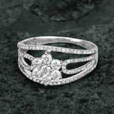 0.68 Carat Genuine White Diamond 14K White Gold Ring (E-F-G Color, VS-SI Clarity)