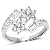 0.82 Carat Genuine White Diamond 14K White Gold Ring (E-F Color, VS-SI Clarity)