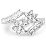 0.82 Carat Genuine White Diamond 14K White Gold Ring (E-F Color, VS-SI Clarity)