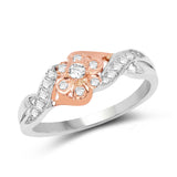 0.20 Carat Genuine White Diamond 14K White & Rose Gold Ring (E-F Color, SI1-SI2 Clarity)