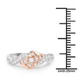 0.20 Carat Genuine White Diamond 14K White & Rose Gold Ring (E-F Color, SI1-SI2 Clarity)