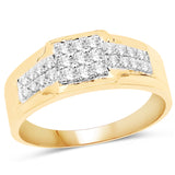0.37 Carat Genuine White Diamond 14K Yellow Gold Ring (E-F Color, VS-SI Clarity)