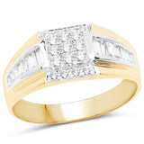 0.60 Carat Genuine White Diamond 14K Yellow Gold Ring (G-H Color, SI1-SI2 Clarity)
