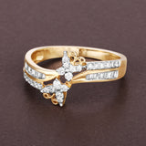 0.30 Carat Genuine White Diamond 14K Yellow Gold Ring (E-F Color, SI1-SI2 Clarity)