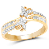 0.30 Carat Genuine White Diamond 14K Yellow Gold Ring (E-F Color, SI1-SI2 Clarity)