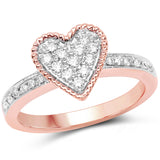 0.32 Carat Genuine White Diamond 14K White & Rose Gold Ring (F-G Color, SI Clarity)