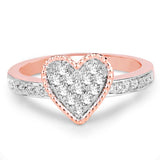 0.32 Carat Genuine White Diamond 14K White & Rose Gold Ring (F-G Color, SI Clarity)
