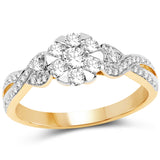 0.67 Carat Genuine White Diamond 14K Yellow Gold Ring (F-G Color, SI Clarity)