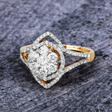 0.86 Carat Genuine White Diamond 14K Yellow & White Gold Ring (E-F Color, SI1-SI2 Clarity)