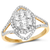 0.86 Carat Genuine White Diamond 14K Yellow & White Gold Ring (E-F Color, SI1-SI2 Clarity)
