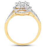 0.86 Carat Genuine White Diamond 14K Yellow & White Gold Ring (E-F Color, SI1-SI2 Clarity)