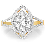 0.86 Carat Genuine White Diamond 14K Yellow & White Gold Ring (E-F Color, SI1-SI2 Clarity)