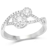 0.43 Carat Genuine White Diamond 14K White Gold Ring (F-G Color, SI Clarity)
