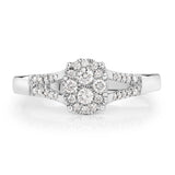 0.29 Carat Genuine White Diamond 14K White Gold Ring (E-F Color, SI1-SI2 Clarity)