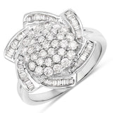0.99 Carat Genuine White Diamond 14K White Gold Ring (E-F Color, VS-SI Clarity)
