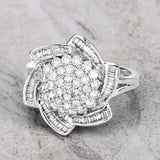 0.99 Carat Genuine White Diamond 14K White Gold Ring (E-F Color, VS-SI Clarity)