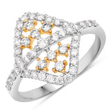0.75 Carat Genuine White Diamond 14K White & Rose Gold Ring (E-F Color, SI1-SI2 Clarity)