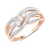 0.31 Carat Genuine White Diamond 14K Rose Gold Ring (E-F Color, VS-SI Clarity)
