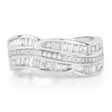 0.84 Carat Genuine White Diamond 14K White Gold Ring (E-F Color, SI1-SI2 Clarity)