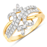 0.49 Carat Genuine White Diamond 14K Yellow Gold Ring (E-F-G Color, VS-SI Clarity)